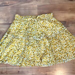 Yellow Floral Mini Skirt